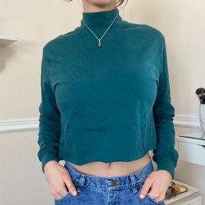 Emerald green cropped turtleneck